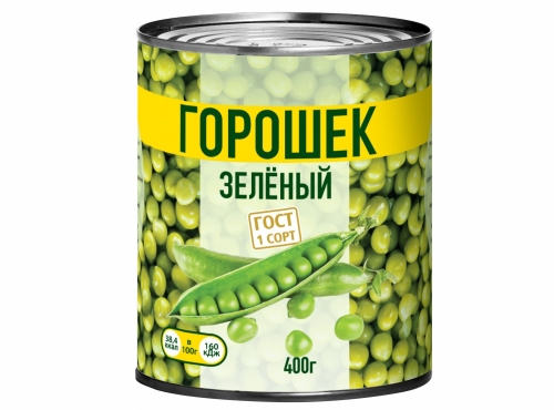Горошек зеленый ГОСТ 1 сорт 400г