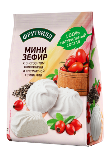 Мини зефир с экстрактом шиповника и клетчаткой семян чиа 110г